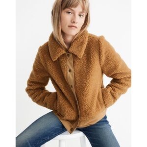 Madewell Sherpa Portland Jacket Women's Large Distant Sand Melange Crop Outdoor